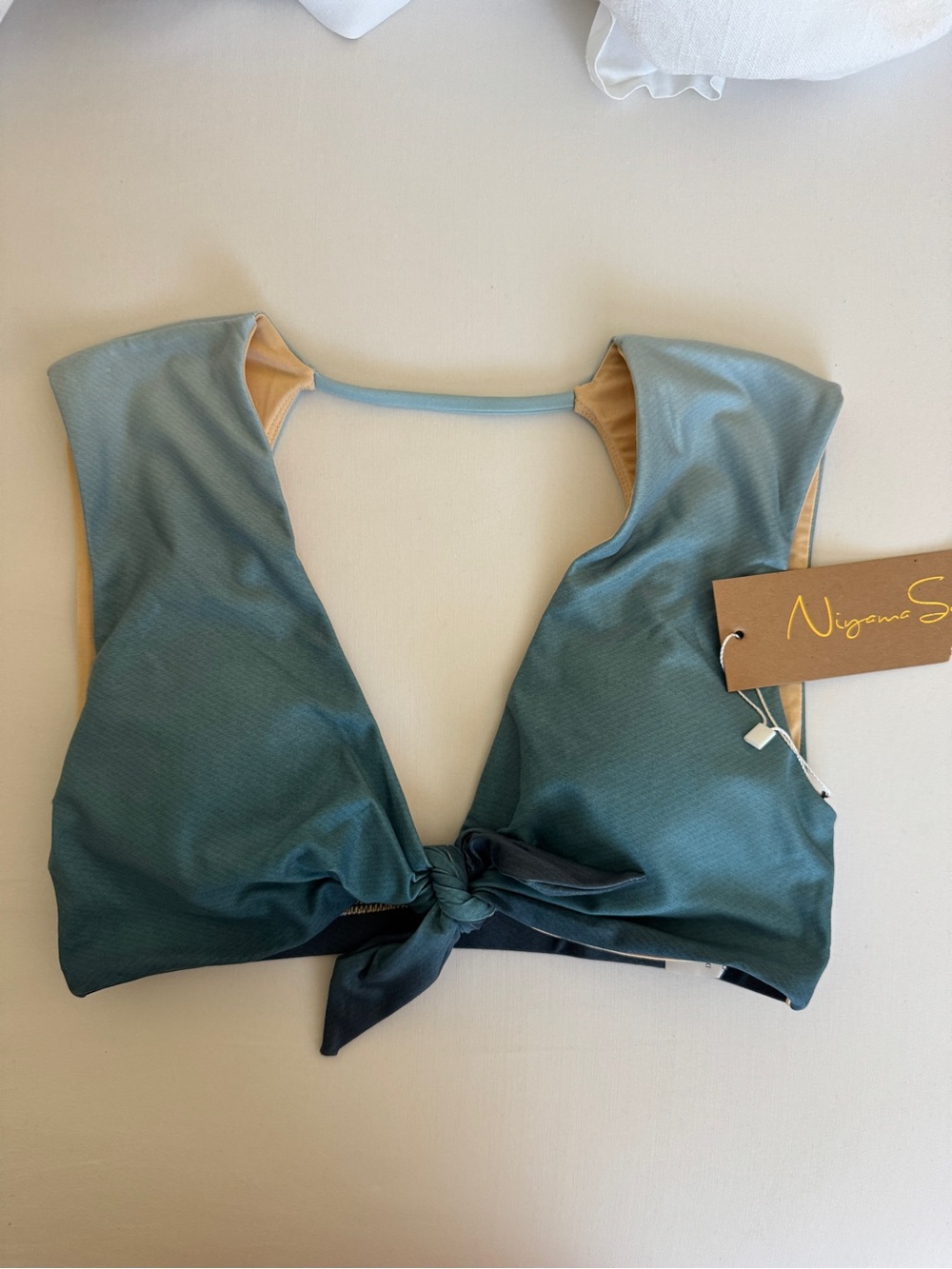 Niyama Sol Knotty Tie Front Bra Turquoise M/L NWT